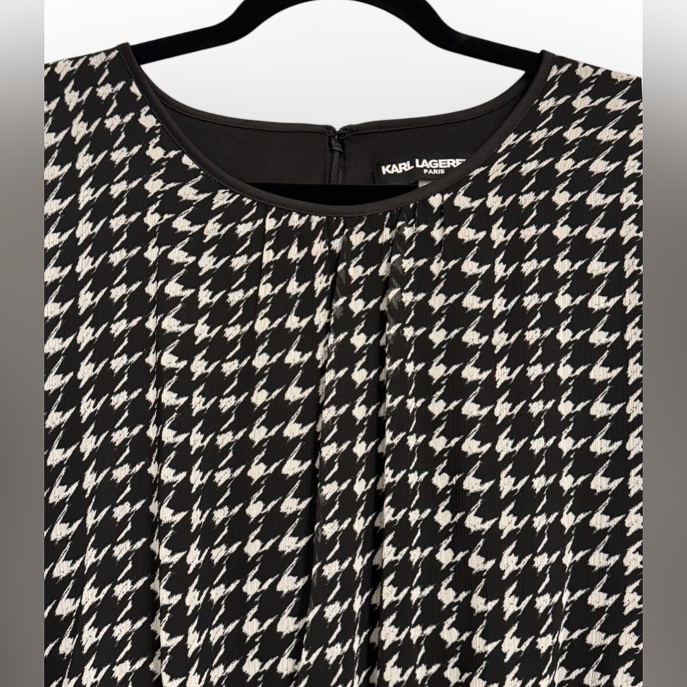 KARL LAGERFELD PARIS Houndstooth Belted Fit & Flare Dress, Size 14 - Picture 9 of 16